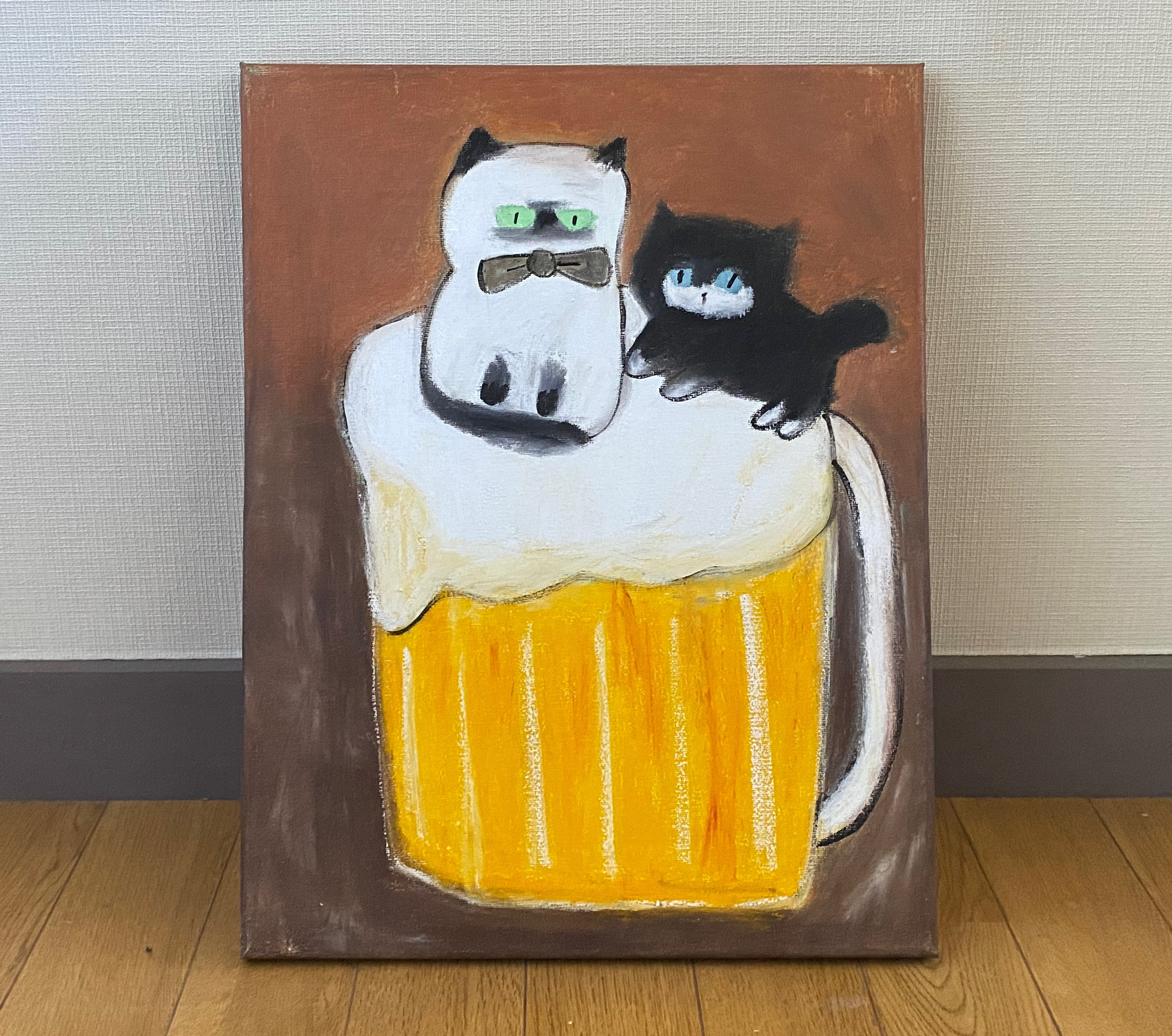 格安 絵画。原画☆キャンバスF10【すべてのかわいい猫は世界で完璧な 絵画