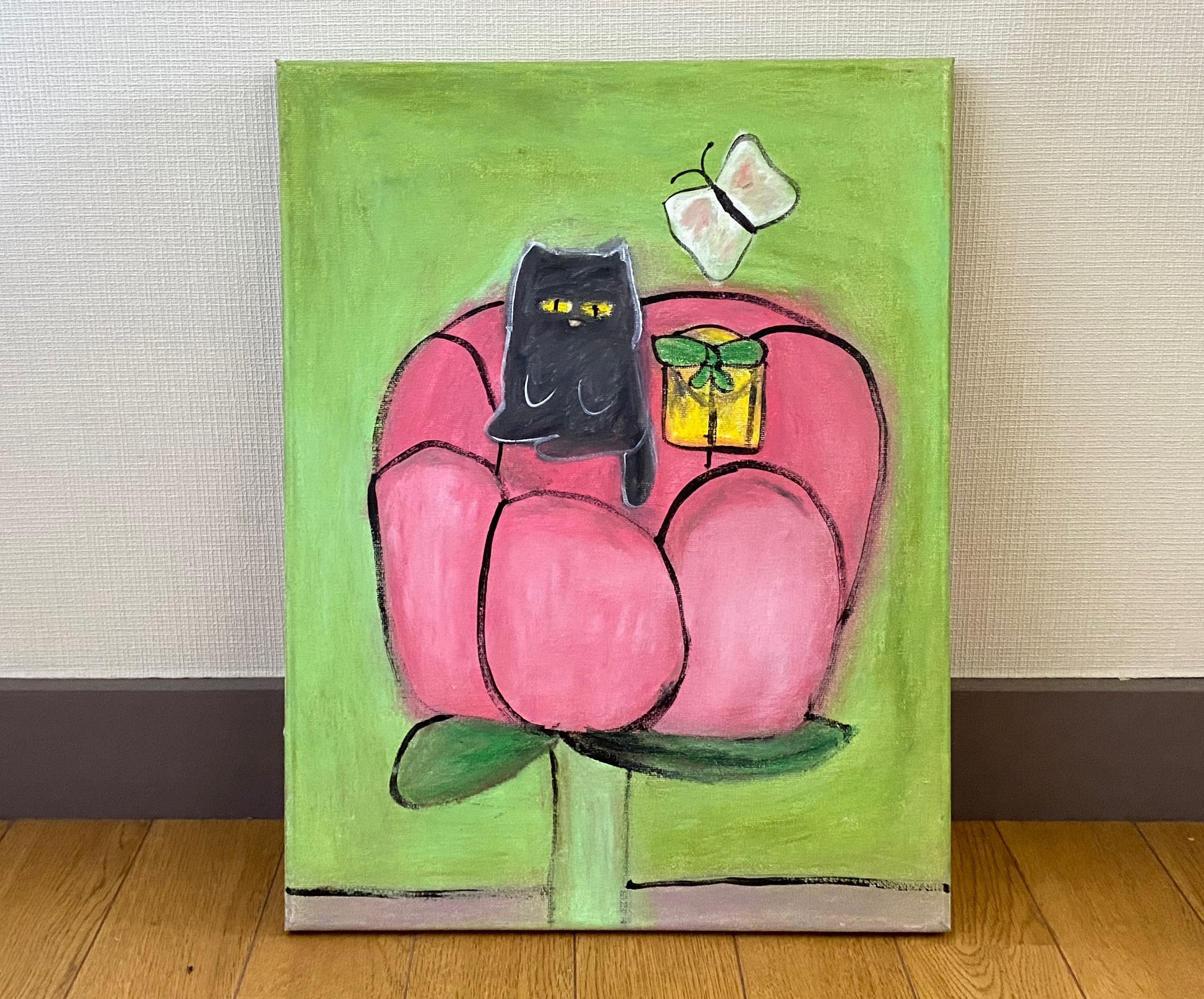 絵画。原画☆キャンバスF10【すべてのかわいい猫は世界で完璧な