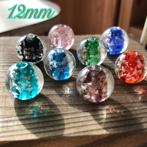 ＊蓄光 とんぼ玉 12mm 8色8個×2セット＊トンボガラス/蛍光石/アクセサリーパーツ/沖縄 1枚目の画像