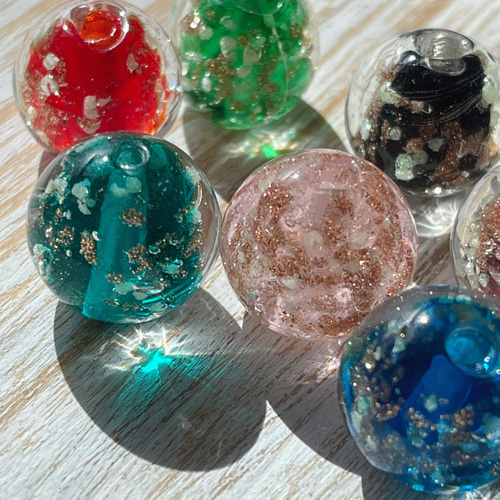蓄光 とんぼ玉 12mm 8色8個×2セット＊トンボガラス＊アクセサリー