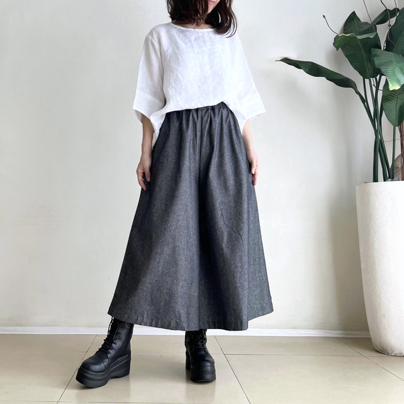 フレアーパンツ　Cotton Linen Denim Chambray　 3枚目の画像