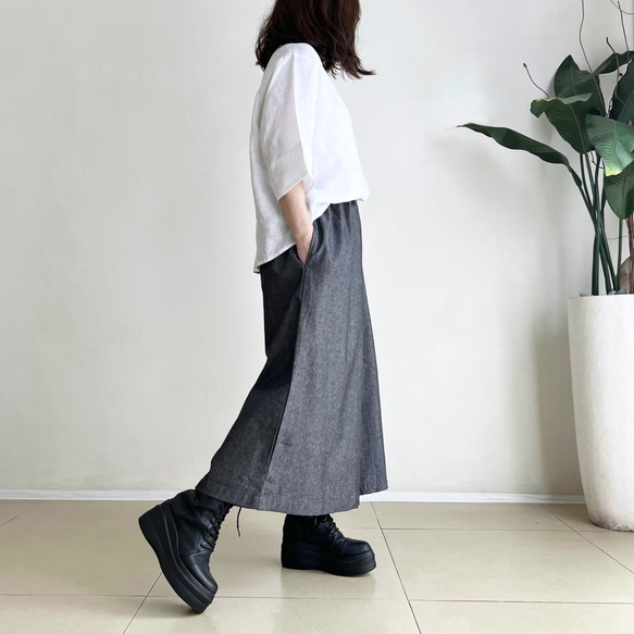 フレアーパンツ　Cotton Linen Denim Chambray　 4枚目の画像