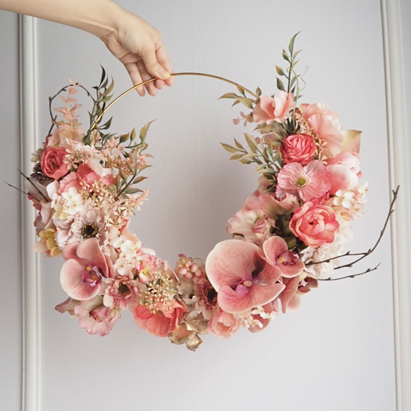 フープブーケ ( テラコッタ胡蝶蘭 ) ▶︎ #ウェディングブーケ #花束 #ブートニア