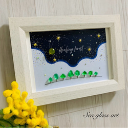 シーグラスアート インテリア雑貨 北欧 パネルヒーリング 海 くらげ