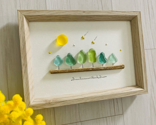 シーグラスアート 寝室 ベッドルーム 星 月 インテリア雑貨 北欧 観葉