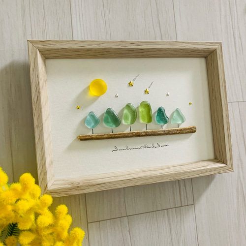 シーグラスアート 寝室 ベッドルーム 星 月 インテリア雑貨 北欧 観葉