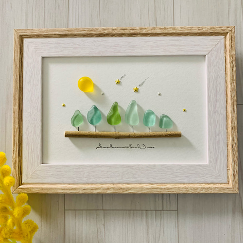 シーグラスアート 海の宝石 星 月 星に願いを インテリア雑貨 壁掛け 置物 シーグラスアート 海の宝石 インテリア雑貨 壁掛け 月 星ウェルカム