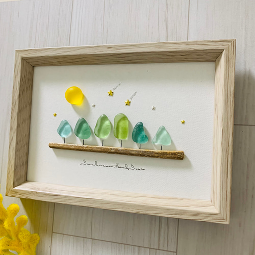 シーグラスアート 寝室 ベッドルーム 星 月 インテリア雑貨 北欧 観葉