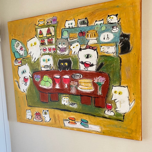 絵画。原画☆キャンバスF10【すべてのかわいい猫は世界で完璧な贈り物～】 絵画。原画☆キャンバスF10【すべてのかわいい猫は世界で完璧な