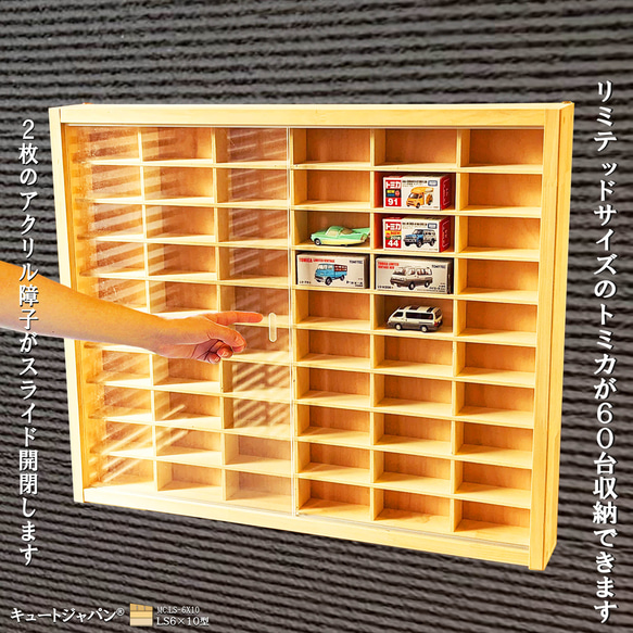 ミニカーケース 1/64 トミカリミテッド 60台収納 アクリル障子付 