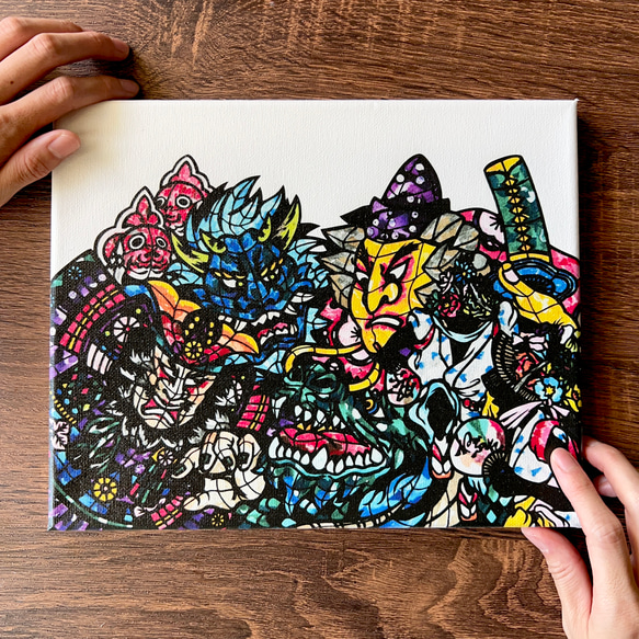 【アートパネル】shi-sa- -阿吽神-【切り絵×ちぎり絵】沖縄シーサー　おしゃれインテリア　個性的アート 11枚目の画像