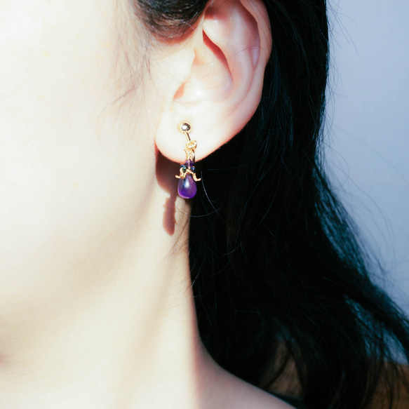 小なすのアメジストなピアス＆イヤリング 11枚目の画像