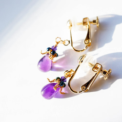 小なすのアメジストなピアス＆イヤリング 1枚目の画像