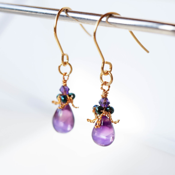 小なすのアメジストなピアス＆イヤリング 2枚目の画像