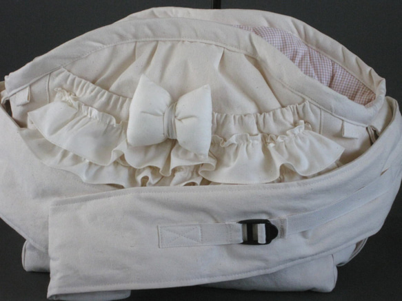 受注制作　ＬＬサイズ　肩ベルト９５センチ　生成りプレーンキャンバス(帆布)スリングバッグ 4枚目の画像
