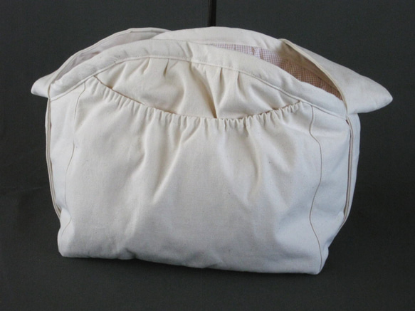受注制作　ＬＬサイズ　肩ベルト９５センチ　生成りプレーンキャンバス(帆布)スリングバッグ 12枚目の画像