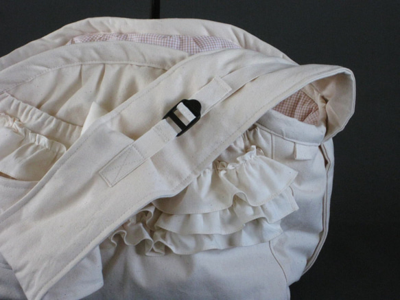受注制作　ＬＬサイズ　肩ベルト９５センチ　生成りプレーンキャンバス(帆布)スリングバッグ 5枚目の画像