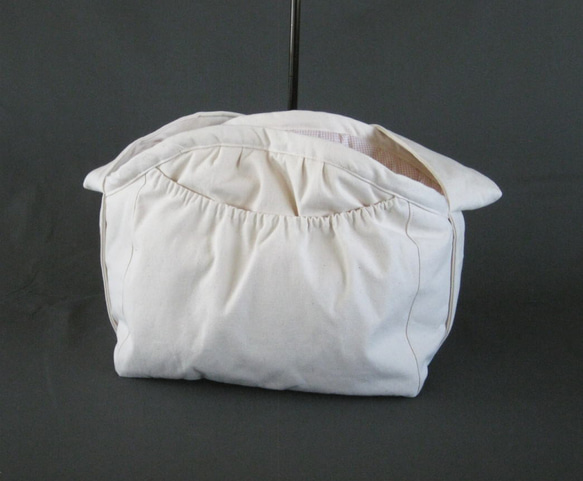 受注制作　ＬＬサイズ　肩ベルト９５センチ　生成りプレーンキャンバス(帆布)スリングバッグ 11枚目の画像