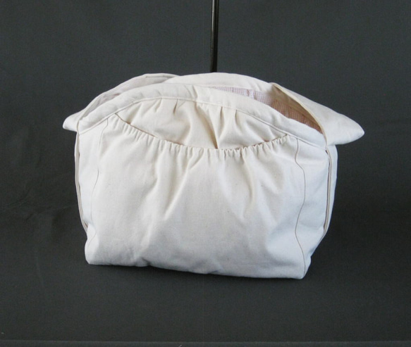 受注制作　ＬＬサイズ　肩ベルト９５センチ　生成りプレーンキャンバス(帆布)スリングバッグ 10枚目の画像