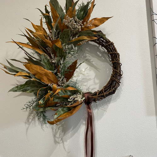 グレビレアゴールドのリース ドライフラワー miyasiro4811 通販