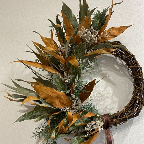 グレビレアゴールドのリース ドライフラワー miyasiro4811 通販