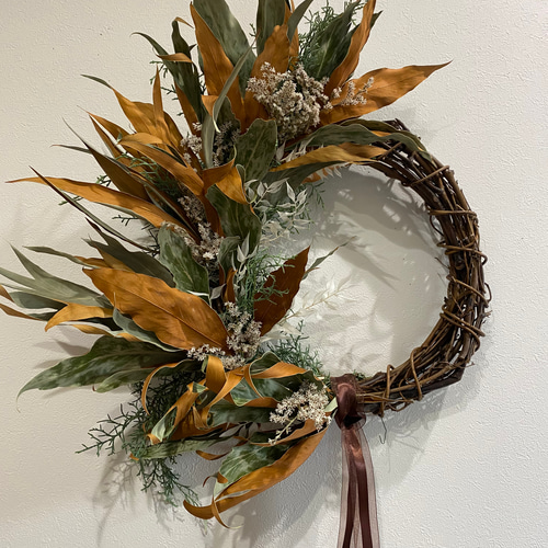グレビレアゴールドのリース ドライフラワー miyasiro4811 通販