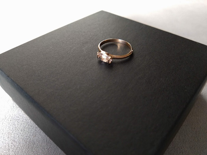 宝石質 モルガナイトのK10 ピンクゴールドリング（11号サイズ）