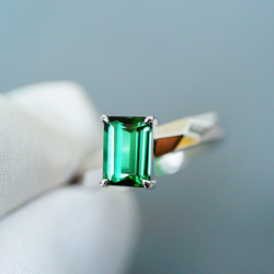 幾何」K18 天然グリーントルマリン リング 上品 幸運 無邪気 10月