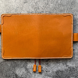 【手縫】ほぼ日5年手帳用キャメル本革カバー（角花飾）2本しおり付き（バタフライストッパー） 9枚目の画像