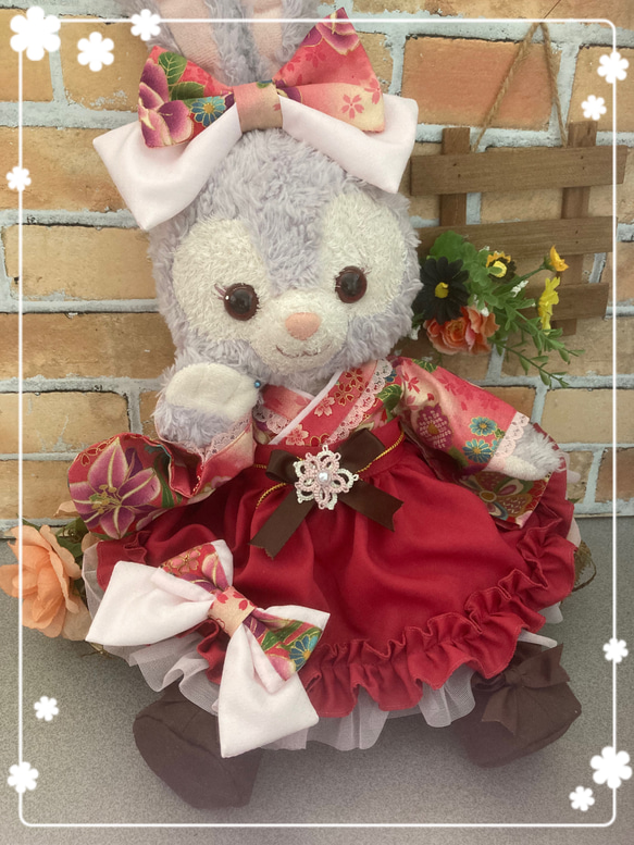 ステラルー Sサイズ☆濃ピンク花柄 和着物ドレス６点コスチューム ...