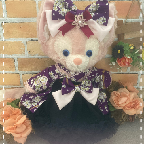 リーナベルSサイズ☆モカ花柄 和着物ドレス6点コスチューム