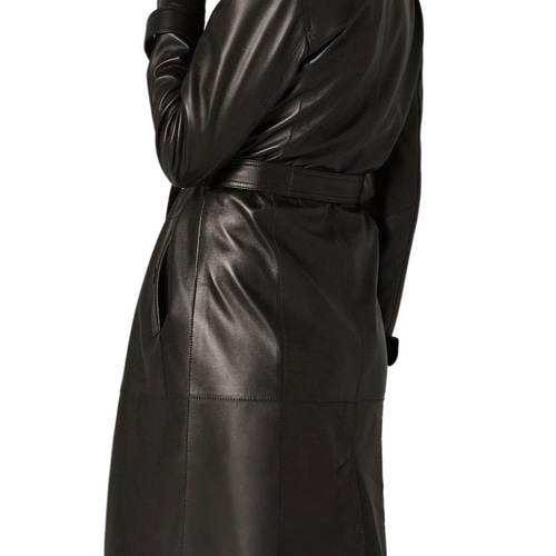 美シルエット☆本革 羊革 ヴィンテージ レザートレンチコート ラビットファー衿付 楽天市場】トレンチコート レザーコート ロングコート 本革 レザー