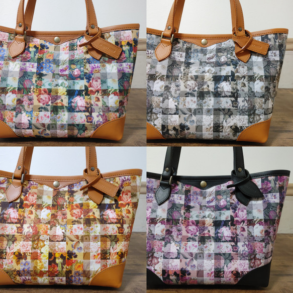 ◆数量限定◆ 革とリバティ生地のトートバッグ『アーカイブギンガム　マルチカラー』 LC-M ◆数量限定◆ LC-M TMF1941646655(15000円)