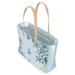 【スモール】デザイントートバッグ ビッグ 花柄 ロゴ トート バッグ カバン オシャレ 夏 桔梗 ブルー フラワー 3枚目の画像