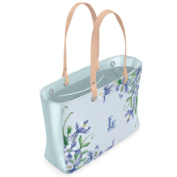 【スモール】デザイントートバッグ ビッグ 花柄 ロゴ トート バッグ カバン オシャレ 夏 桔梗 ブルー フラワー 6枚目の画像