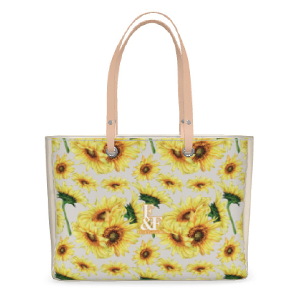 【スモール】デザイントートバッグ ビッグ 花柄 ロゴ トート バッグ カバン オシャレ 夏 ひまわり フラワー