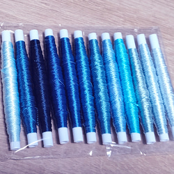 絹糸「ブルー系12色」約0.5mm×14m前後　～組み紐や日本刺繍に～　かがり糸　刺繍糸　青色　シルク100％ 4枚目の画像