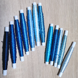 絹糸「ブルー系12色」約0.5mm×14m前後　～組み紐や日本刺繍に～　かがり糸　刺繍糸　青色　シルク100％ 2枚目の画像
