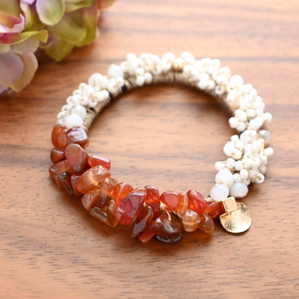 秋色 天然石カーネリアン シュシュ＊ブレスレット シュシュ crafami