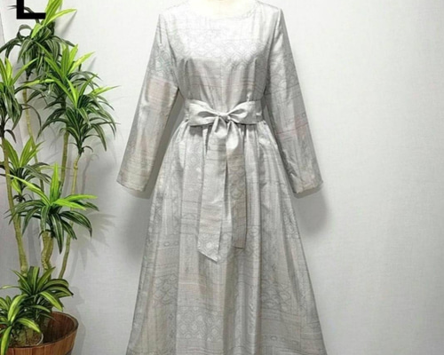 着物リメイクワンピース　正絹紬 df88070d778aba7076e04d00c48c73