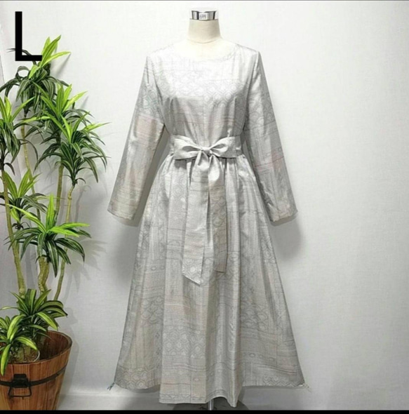 着物リメーク　ワンピース2着 着物リメイク ワンピース 2WAY 花柄 ロング ギャザー 大人