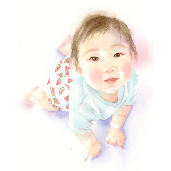 子供の似顔絵　本格水彩画　オーダーメイド　キャンペーン価格 1枚目の画像