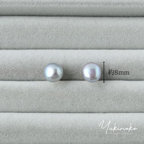 グレーパール バロック 天然淡水真珠 8mm 一粒ピアス SILVER925 グレーパール バロック 天然淡水真珠 8mm 一粒ピアス SILVER925