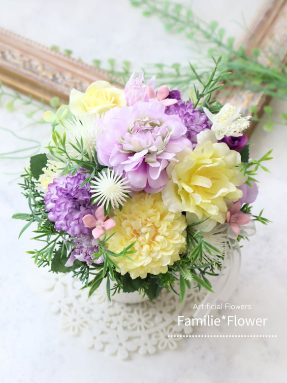 小さいアレンジ｜造花アレンジ｜アーティフィシャルフラワー│枯れない花 2枚目の画像