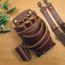 ホワイト＆うす茶色　６丁差し　本革シザーケース　SCA-151/CWB ホワイト＆うす茶色 6丁差し 本革シザーケース SCA-151/CWB