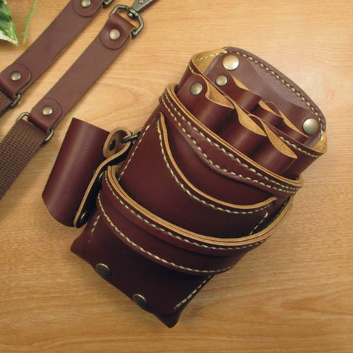 キャメル＆茶色　本革シザーケース＆ブラシケース　６丁差し　SCA-57/CCA 805dd342f364f537ca4224548a27e2