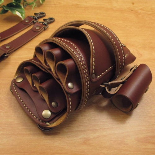 ダークブラウン＆赤茶　本革シザーケース＆ブラシケース　６丁　SCA-57/CDA ダークブラウン＆赤茶 本革シザーケース＆ブラシケース 6丁 SCA-57/