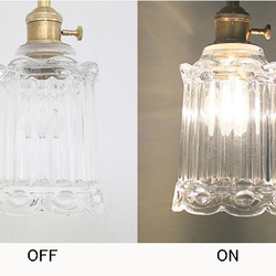 アメリカンアンティーク スイッチ付真鍮器具ガラス製1灯 ペンダントライト 6枚目の画像