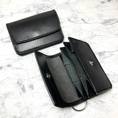 栃木レザー ミニ財布 本革 コンパクト財布 キーリング 黒 メンズ レディース 通勤や休日にちょうどいい小さい財布｜栃木レザー キーリング ミニ財布