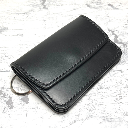 本革 小さい財布 キーリング付き ミニ財布 栃木レザー コンパクト財布 黒 楽天市場】栃木レザー キーケース 小銭入れ付き キーケース ミニ